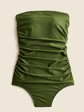 NEW J.Crew Gemma Ruched Bandeau One Piece Swimsuit size 24w in Safari Green